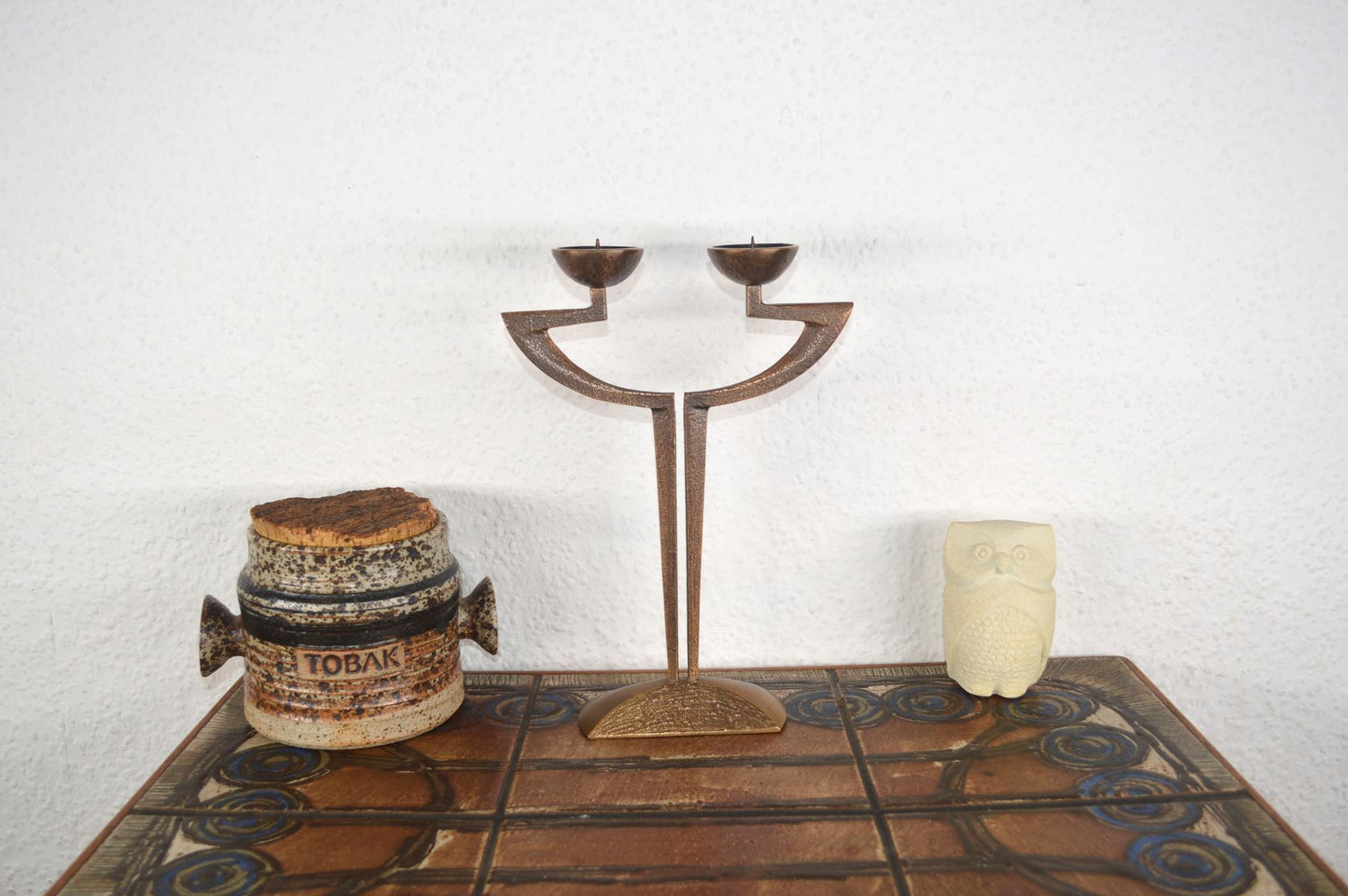 Skulpturale 1970s Bronze Kerzenhalter Mid-Century Brutalismus Design