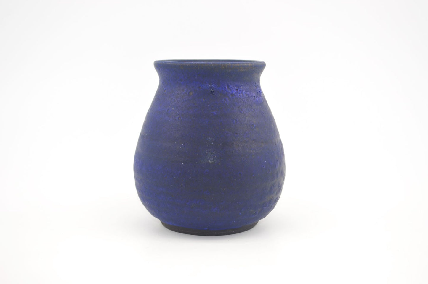 Töpfermeister Uwe Schellbach Studiokeramik Vase blaue Fat-Lava Glasur - Unikat