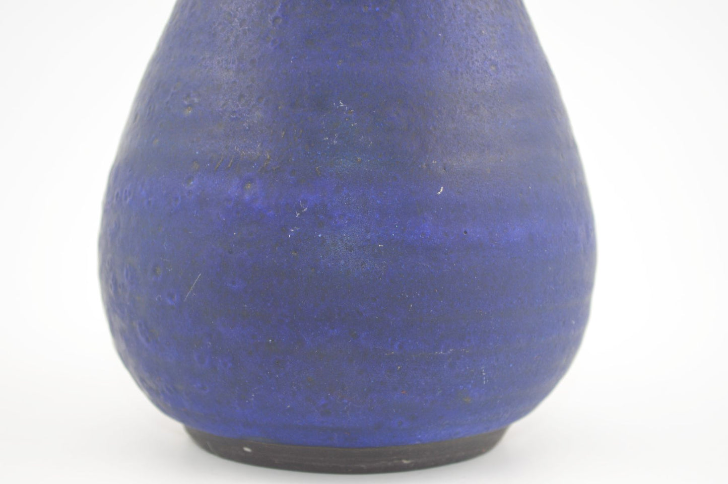 Töpfermeister Uwe Schellbach Studiokeramik Vase blaue Fat-Lava Glasur - Unikat