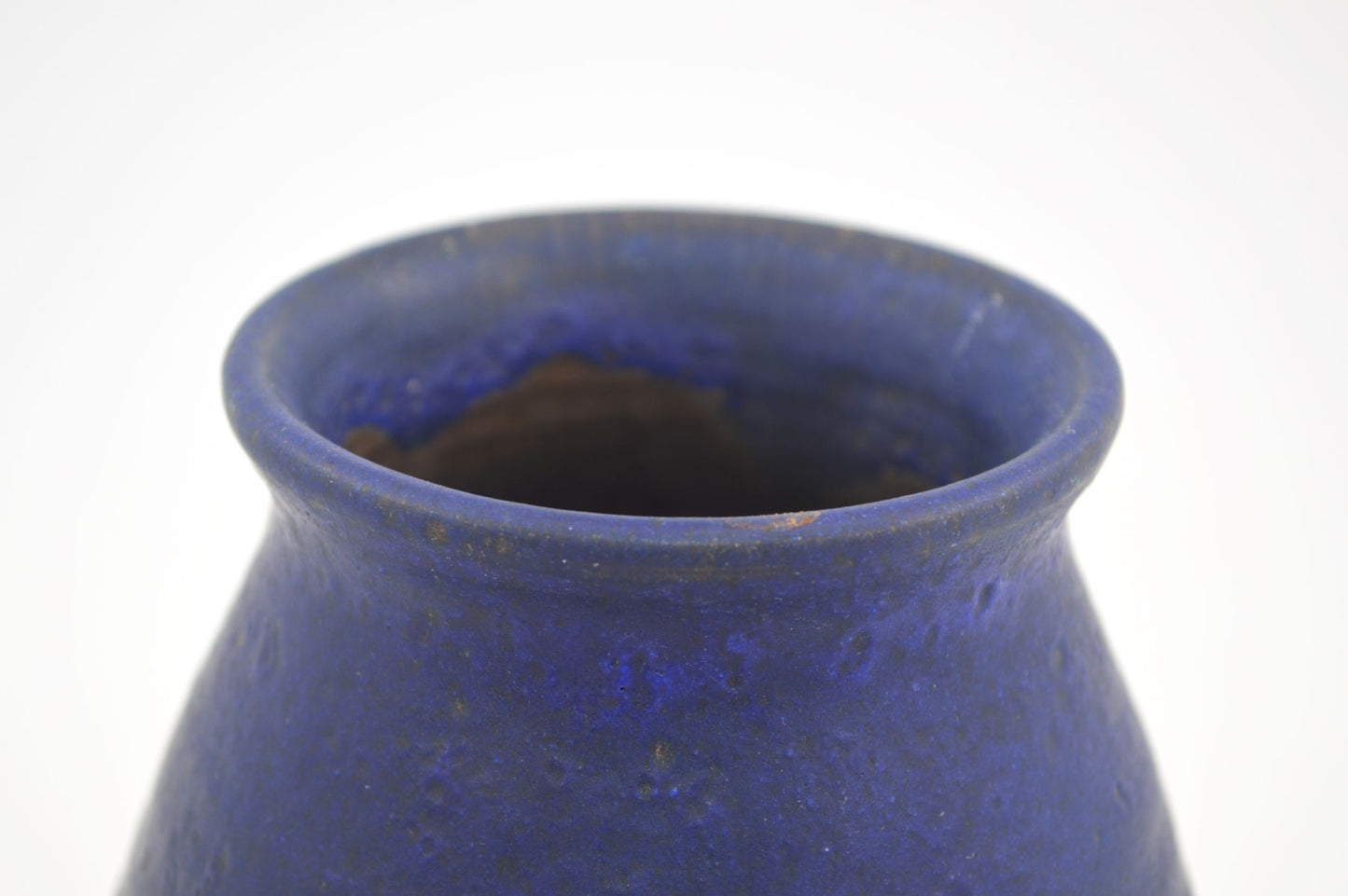 Töpfermeister Uwe Schellbach Studiokeramik Vase blaue Fat-Lava Glasur - Unikat