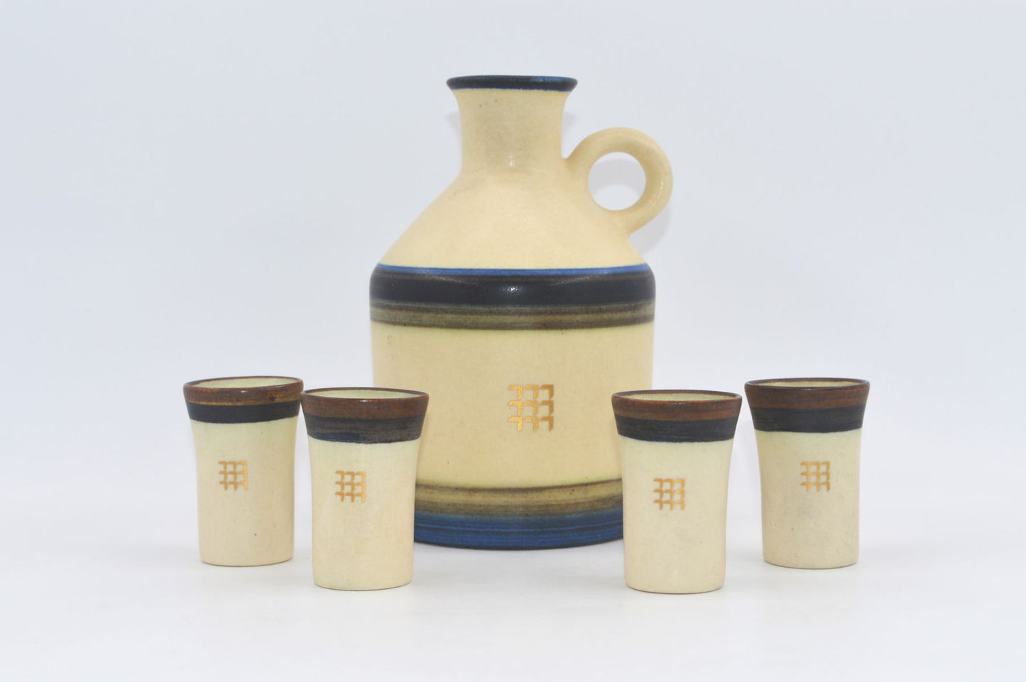 Mid-Century Okela Stoneware Denmark Liqueur Set 1960s Danish Design