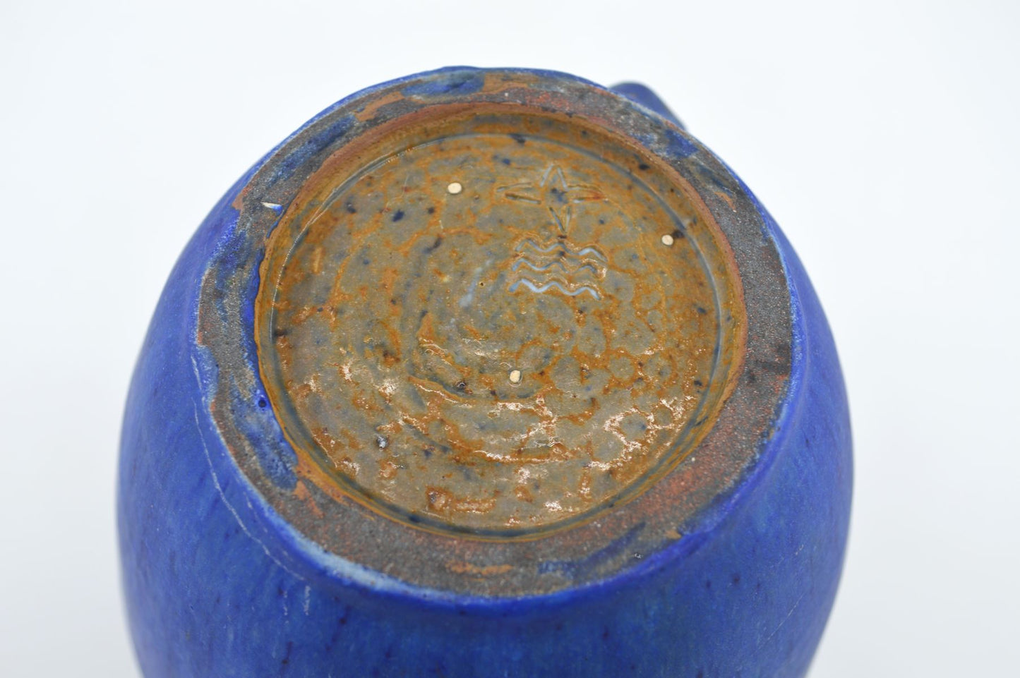 Mid-Century Unikat Hans Berber-Credner Studiokeramik Vase 1960s Blue Fat-Lava Design