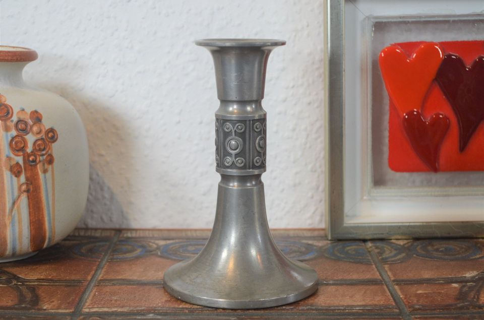 Mid-Century Pewter Haugrud Zinn Kerzenhalter Norwegisches Design