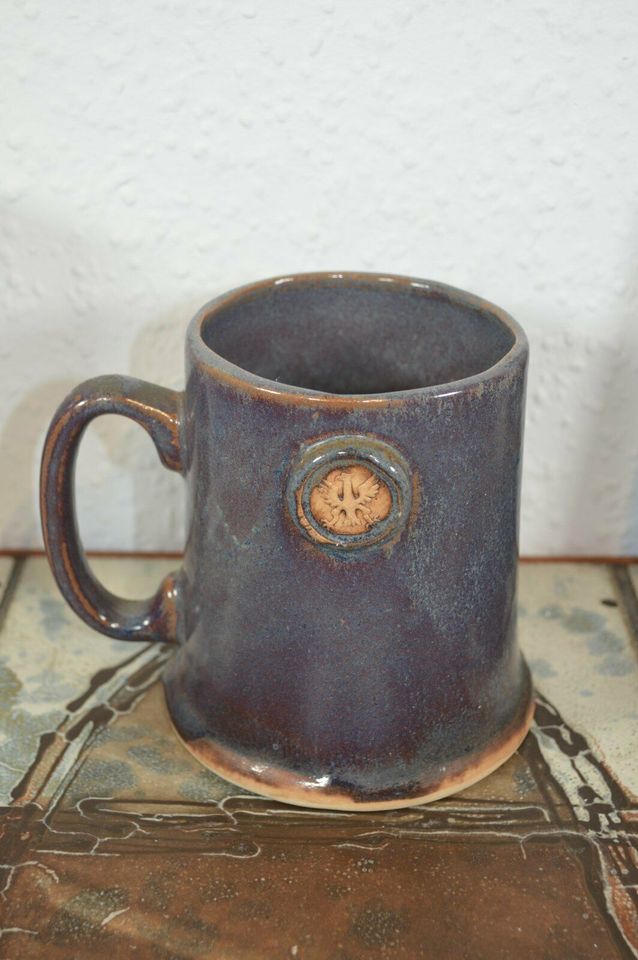 Vintage art ceramic mug with eagle crest studio pottery