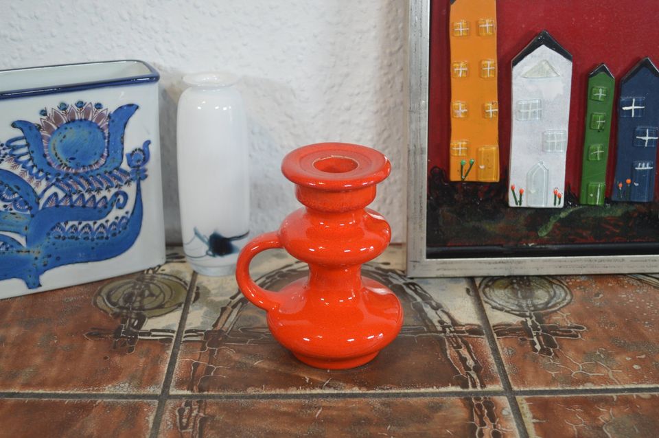 Vintage Pop Art Ceramic Candle Holder 70s Space Age Design Fat Lava