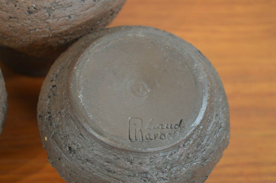 Gliaud Barbeit studio ceramic vases set 1970s brutalism