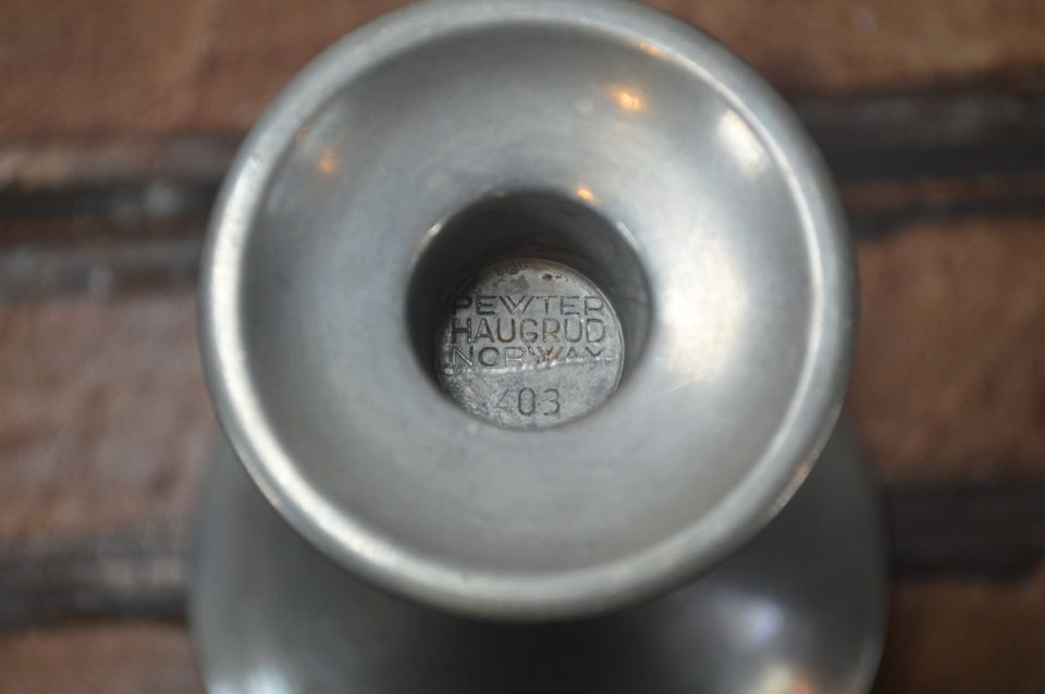 Mid-Century Pewter Haugrud Pewter Lysestage Norsk Design