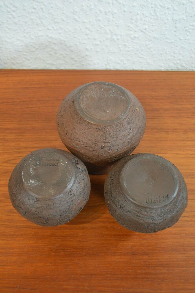 Gliaud Barbeit studio ceramic vases set 1970s brutalism