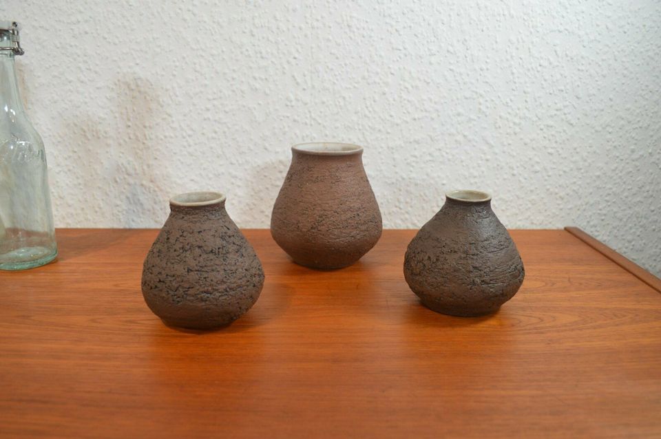 Gliaud Barbeit studio ceramic vases set 1970s brutalism