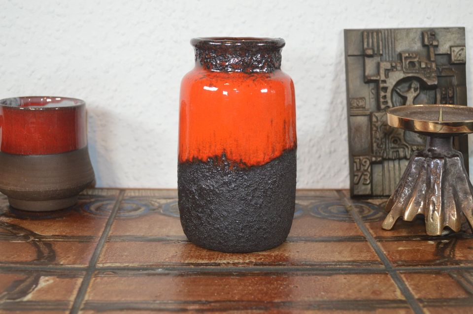 Scheurich Keramik Vase 237-15 1960s Pop-Art Design Fat-Lava Glasur