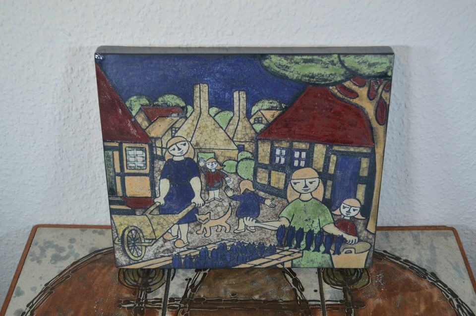 Bornholm Ceramic Wall Plate Fishing Village Marianne Starck Design 1960s Denmark