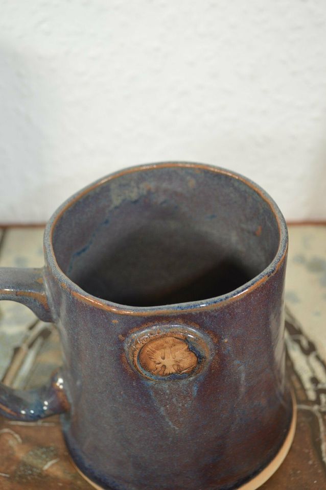 Vintage art ceramic mug with eagle crest studio pottery