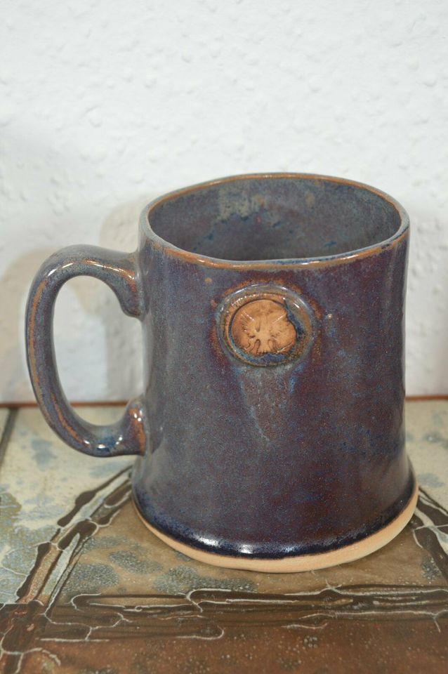 Vintage art ceramic mug with eagle crest studio pottery