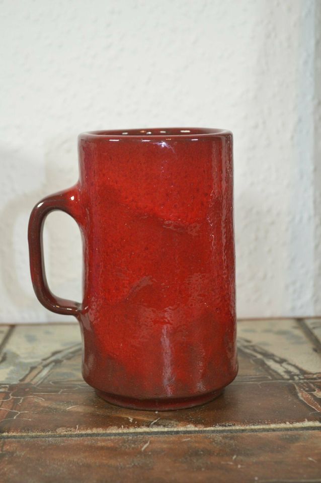 Pop art design mug 70s art ceramics signed fat lava glaze