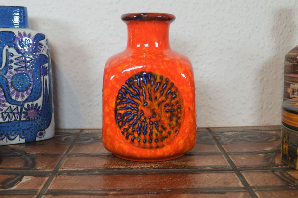 1960s Vintage WGP Bay Keramik Vase 80 17 Fat Lava Glasur Pop Art