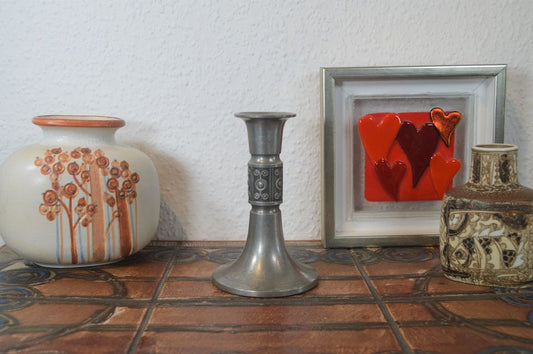 Mid-Century Pewter Haugrud Pewter Candle Holder Norwegian Design