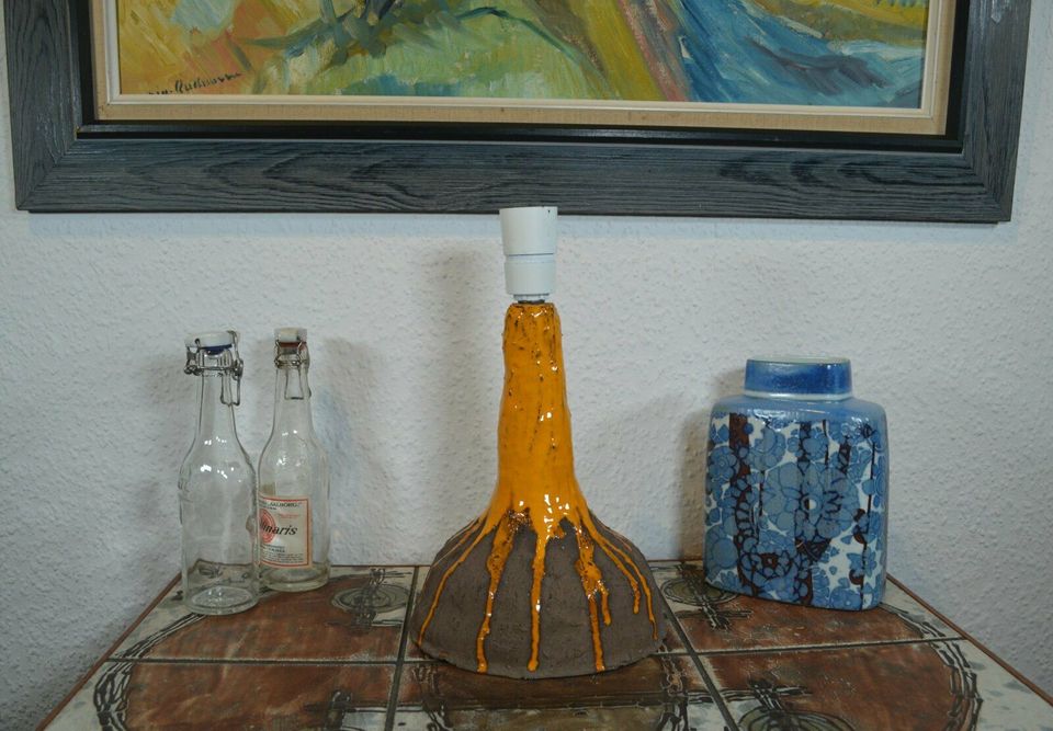 1970'erne Pop Art Bordlampe Studio Keramik TF 1977 Dansk Design Fat-Lava