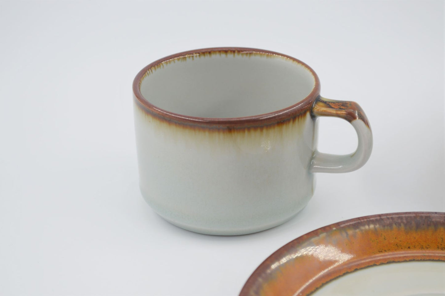 Desiree Stentøj Diskos Dänemark Tasse, Unterteller, Teller 1960s Danish Modern Design