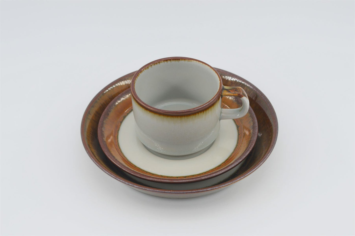 Desiree Stentøj Diskos Dänemark Tasse, Unterteller, Teller 1960s Danish Modern Design