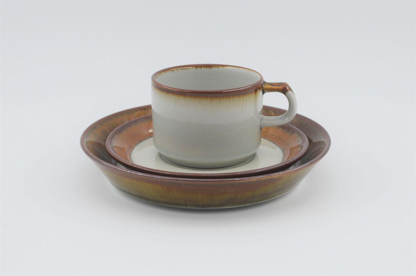 Desiree Stentøj Diskos Dänemark Tasse, Unterteller, Teller 1960s Danish Modern Design