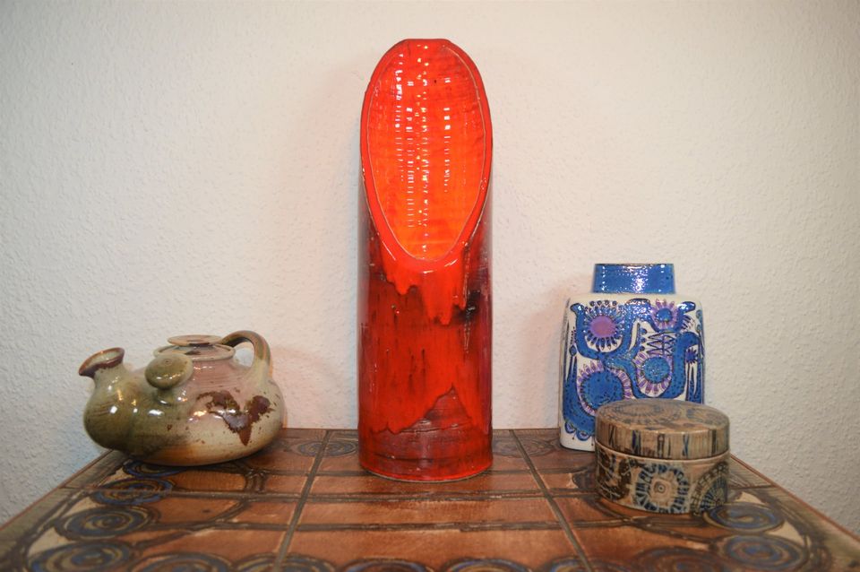 Vintage Unikat: Pop-Art Keramik Tischlampe 1970s Space Age Design Fat-Lava