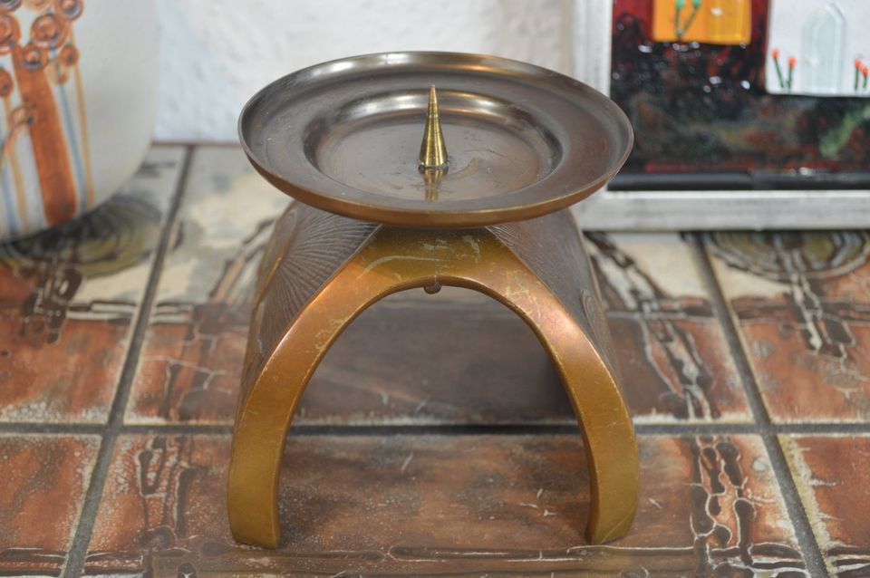 Vintage Aedel Malm Denmark Bronze Candle Holder 1960s Danish Design