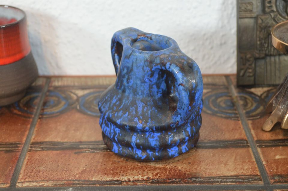 Vintage 1960s ceramic vase blue fat-lava design WGP pop art