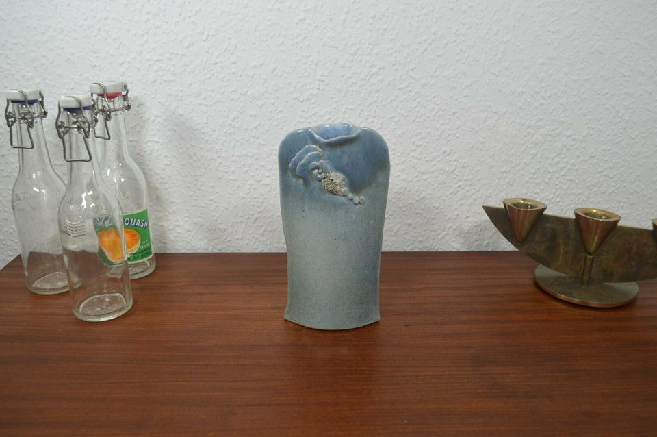 Maritime Studiokeramik Vase Signatur "ML" 1980s Handarbeit