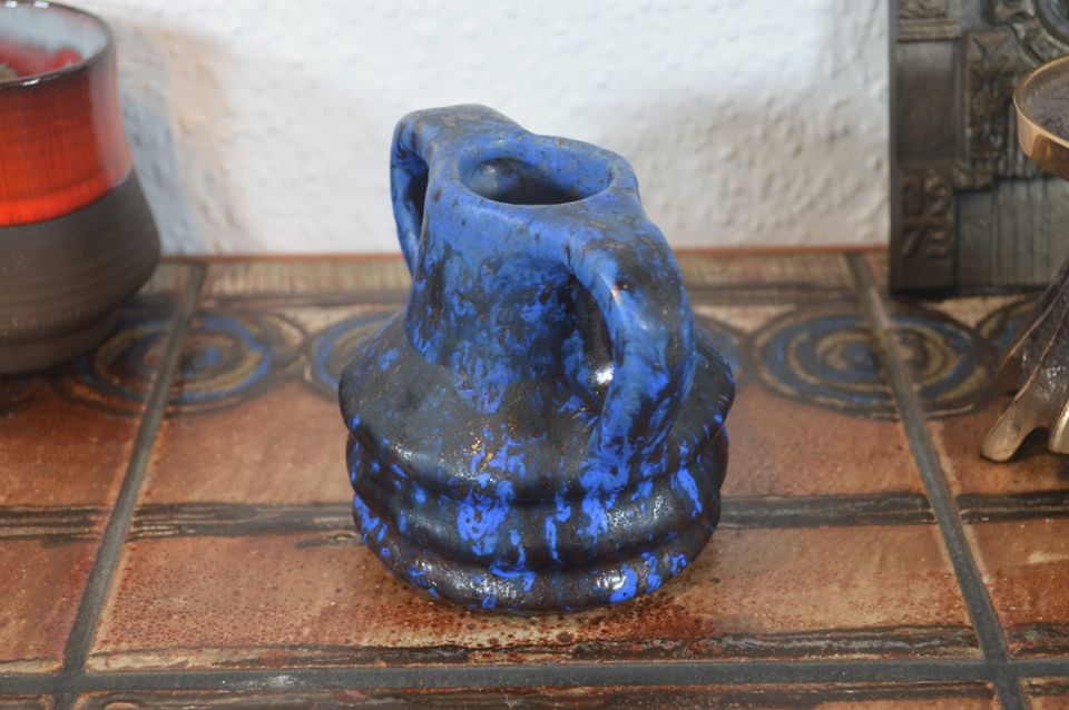 Vintage 1960s ceramic vase blue fat-lava design WGP pop art