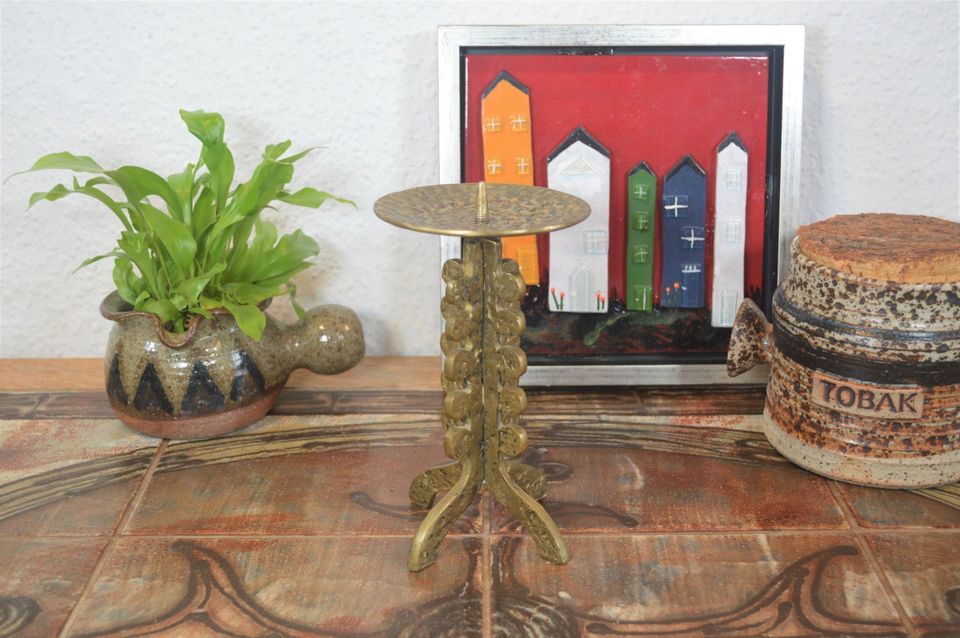 Mid-Century Brutalist Brass Candle Holder 1960s Brutalist Design