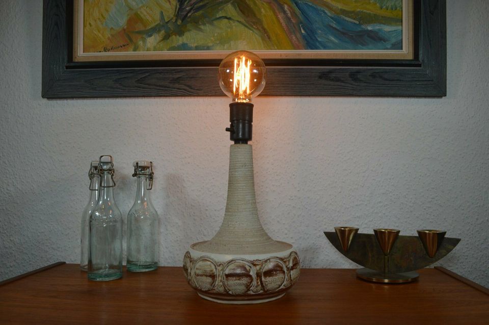 Mid-Century Danish Studio Keramisk Bordlampe TBO Danmark Dansk Moderne