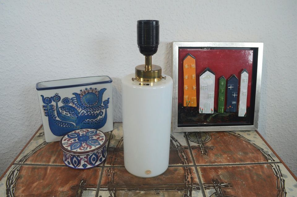 Große Vintage Odreco Danmark Opalglas Lampe 1970s Danish Design Glaskunst Dänemark