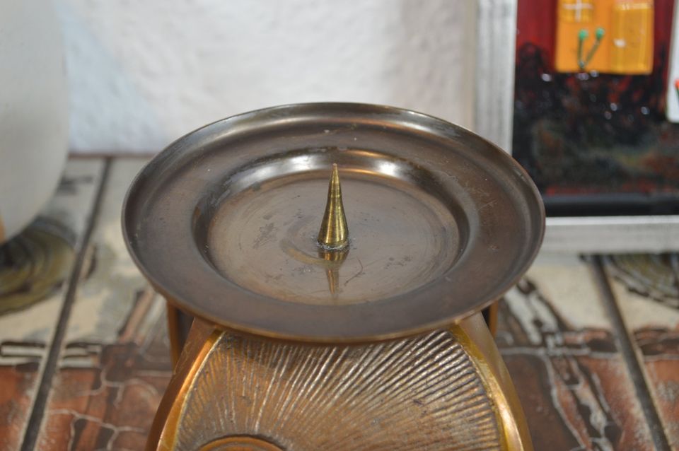 Vintage Aedel Malm Denmark Bronze Candle Holder 1960s Danish Design