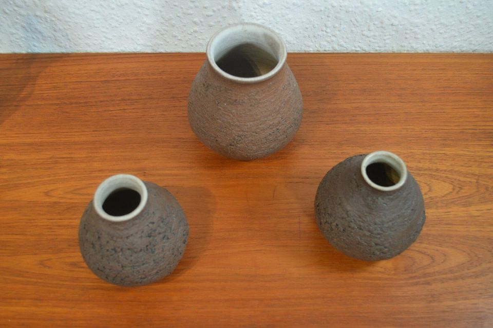 Gliaud Barbeit studio ceramic vases set 1970s brutalism