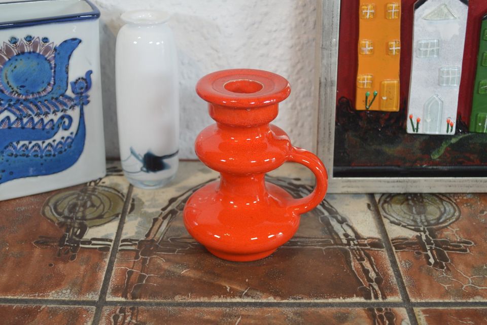 Vintage Pop Art Ceramic Candle Holder 70s Space Age Design Fat Lava